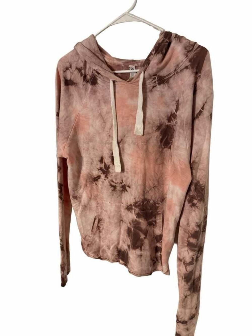 Glyder Pink Brown Tie Dye Pullover Hoodie Sweatshirt Size S
